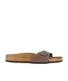 Birkenstock Brown Suede Buckled Flat Sandals In Brown