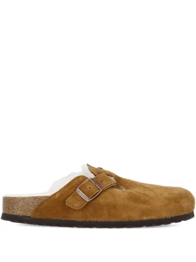 BIRKENSTOCK BUCKLED SHEARLING-LINING MULES