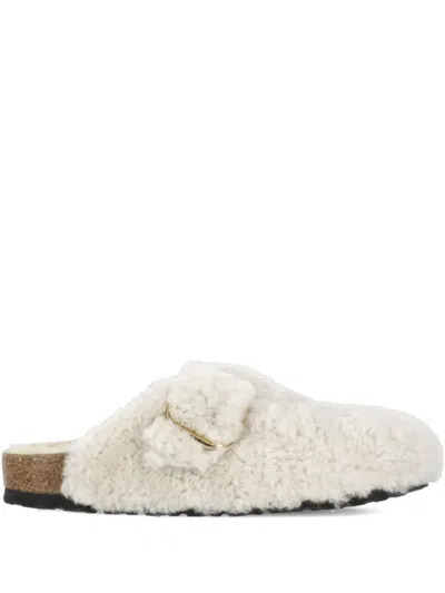 BIRKENSTOCK BUCKLED SHEARLING MULES