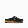 Birkenstock Black Buckley Shearling Suede Slip-on Shoes In Black