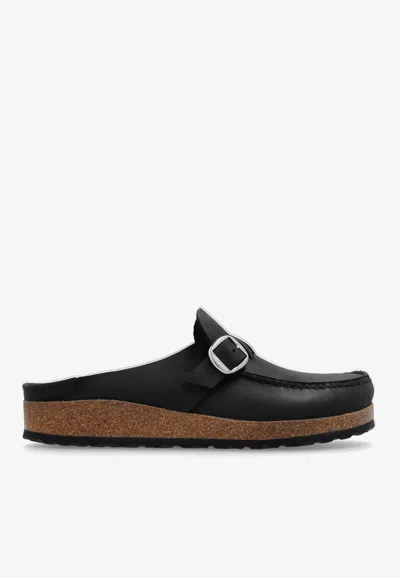 Birkenstock Buckley Oiled Leather Flat Mules In Black