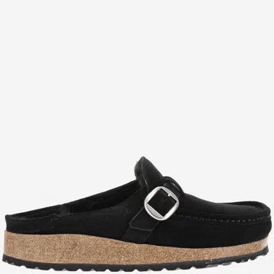 Birkenstock Buckley Shearling And Suede Mules In Black