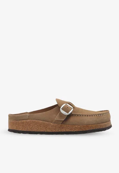 Birkenstock Buckley Suede Flat Mules In Brown