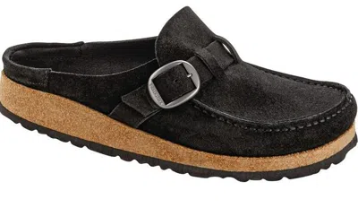 Pre-owned Birkenstock Buckley Suede Leather Tea Black Clogs Slippers Sandal Mules Moccasin