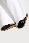 Birkenstock Black Buckley Shearling Suede Slip-on Shoes In Black
