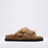 Birkenstock Caramel Shearling Sandals In Brown