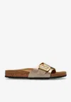 Birkenstock Catalina Cushion-buckle Flat Slides In Taupe