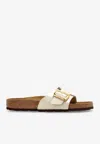 Birkenstock Catalina Luxe-buckle Flat Slides In Pearl