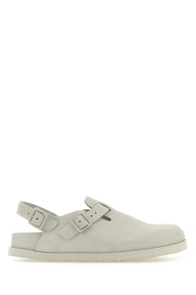 Birkenstock Chalk Suede Tokyo Slippers In Bone