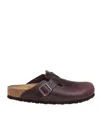 Birkenstock Boston Oiled Leather Mules In Beige