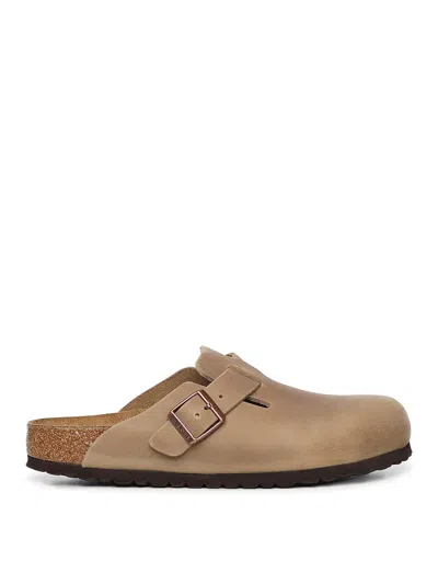 Birkenstock Oiled Leather Boston Mules In Nude