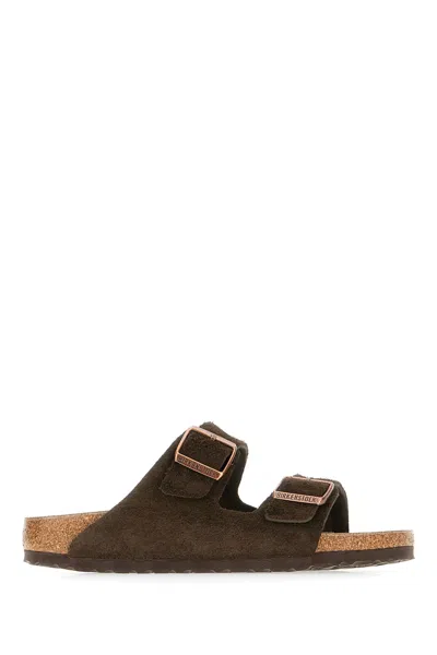 Birkenstock Chocolate Suede Arizona Sandals In Brown