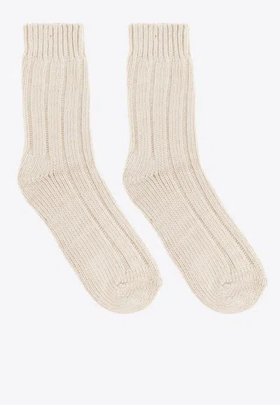 Birkenstock Chunky-knit Twist Socks In White
