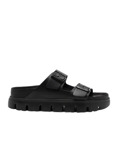 Birkenstock Chunky Leather Flatform Sandals In Black