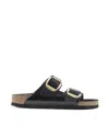 Birkenstock Arizona Big Buckle Patent Leather Sandals In Black
