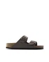 Birkenstock Mocha Arizona Birko Flor Nubuck 151183 Narrow Fit Sandals Unisex In Mocca