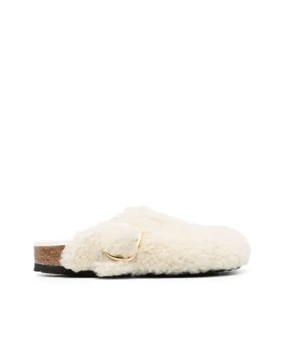 BIRKENSTOCK CIABATTA BOSTON BIG BUCKLE SHEARLING EGGSHELL