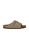 Birkenstock Zürich Suede Flat Sandals In Taupe