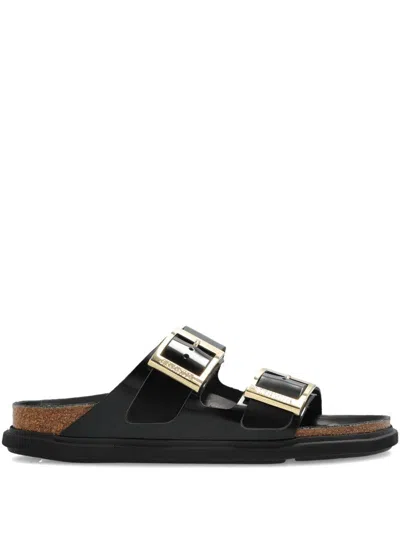 Birkenstock Arizona Droplet Buckle Shiny Leather Sandals In Multi