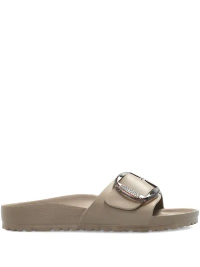 Birkenstock Madrid Big Buckle Slides In Brown