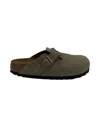 Birkenstock Military Green Suede Boston Slippers