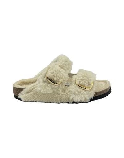 Birkenstock Arizona Big Buckle Teddy Sandals In White