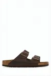 Birkenstock Classic Brown Leather Mule With Adjustable Straps In Brown