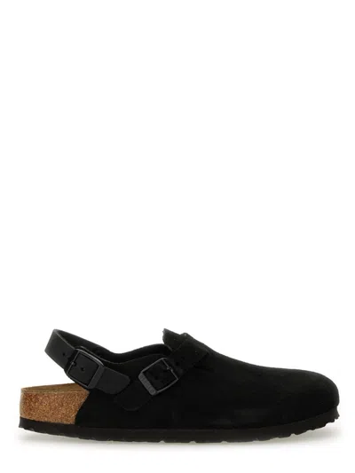 Birkenstock Classic Leather Boston Sabot Sandals In Black