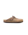 Birkenstock Boston Oiled Leather Slippers In Brown
