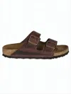 Birkenstock Classic Two-strap Brown Leather Sandal With Adjustable Buckles In White