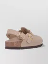 Birkenstock Closed Toe Flat Sole Sling Back Mules In Sand