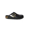 Birkenstock Closed Toe Sandals With Adjustable Gold Buckle In Black
