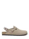 Birkenstock Closed-toe Sandals With Adjustable Strap And Cork Footbed In Gray