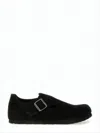 Birkenstock Closed-toe Suede And Leather Flats With Adjustable Strap In Black