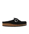 Birkenstock Black Buckley Shearling Suede Slip-on Shoes In Black