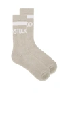Birkenstock Cotton Crew Socks In Light Gray & White