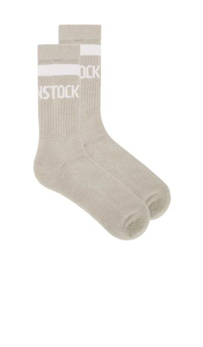 Birkenstock Cotton Crew Socks In Light Gray & White