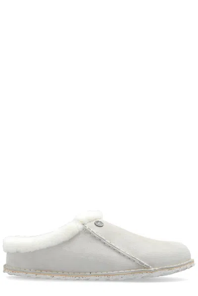 Birkenstock Suede Shearling Slippers In Beige