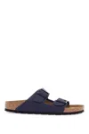 Birkenstock Dark Blue Arizona Sandals In Birkoflor With Cork Sole In Blue