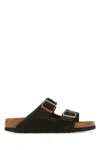 BIRKENSTOCK DARK BROWN SUEDE ARIZONA SLIPPERS