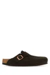 Birkenstock 'boston' Brown Slip-on Mules With Buckle In Mocca