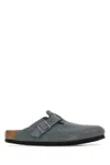 Birkenstock Dark Grey Suede Boston Slippers In Multi