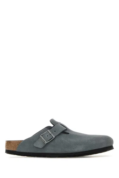 BIRKENSTOCK BIRKENSTOCK DARK GREY SUEDE BOSTON SLIPPERS