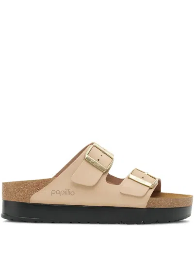 Birkenstock Double-buckle Platform Slides In Multi
