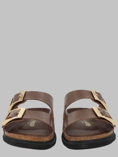 Birkenstock Double Buckle Slide Sandals In Brown