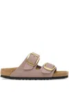 Birkenstock Arizona Big Buckle Old Rose Nubuck Leather Two Bar Mules S In Purple