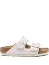 Birkenstock Arizona Suede Dual-buckle Slide Sandals In White