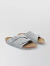 Birkenstock Double Buckle Suede Sandals With Open Round Toe In Gray