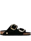Birkenstock Arizona Big Buckle Piping Rivet Logo Sandals In Black
