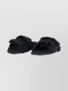 Birkenstock Double Strap Faux Fur Flat Sandals In Black